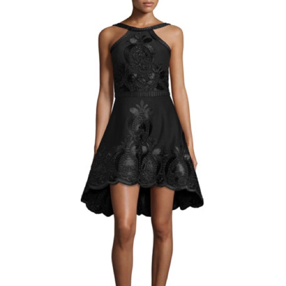 Alexis Valeria Sleeveless Embroidered A-Line Black Dress